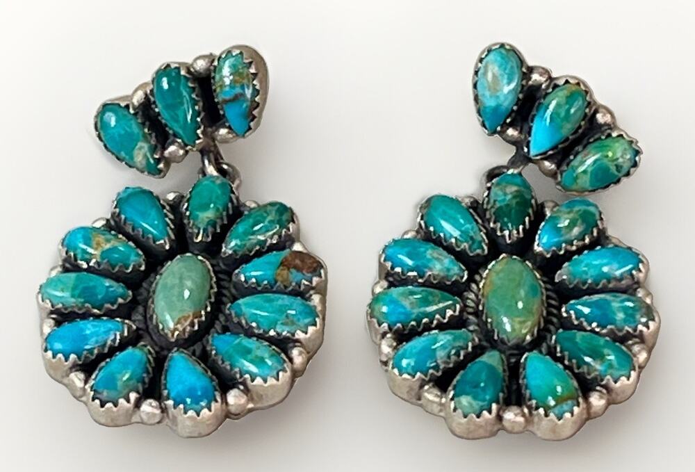 Gem Silver X Mojave Turquoise Sterling Silver Cluster Earrings 1.75